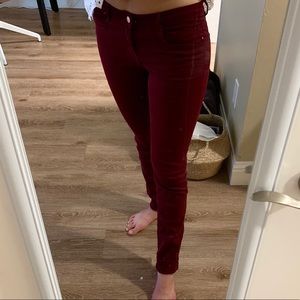 Zara Denim Pants - Dark Red